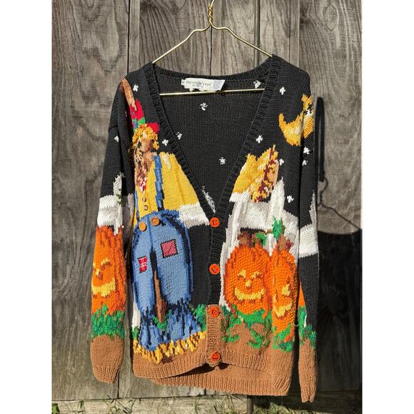 Vintage 1993 Eagle's Eye Fall Scarecrow Cardigan, Medium - Picture 1 of 5